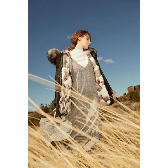 NWOT Ozlana Black+Classic Silver Fox Fur Parka - Picture 2 of 16